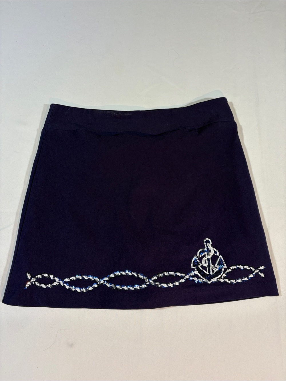Coral Bay Navy Skorts Embroidered Sequined Anchor size Medium